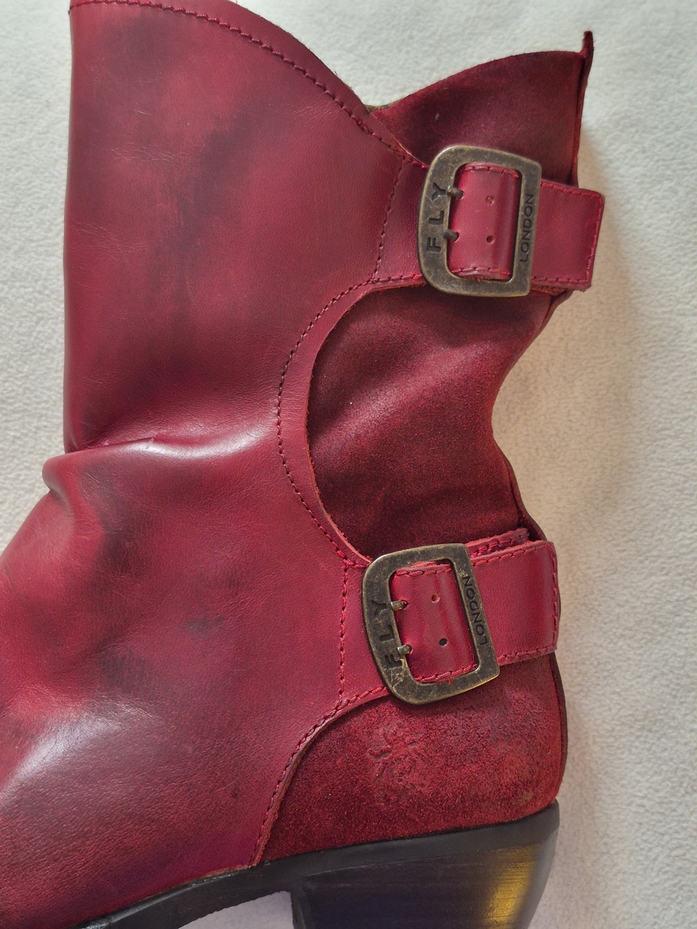 New Women’s Fly London Red Leather and Suede Boots - Picture 9 of 13